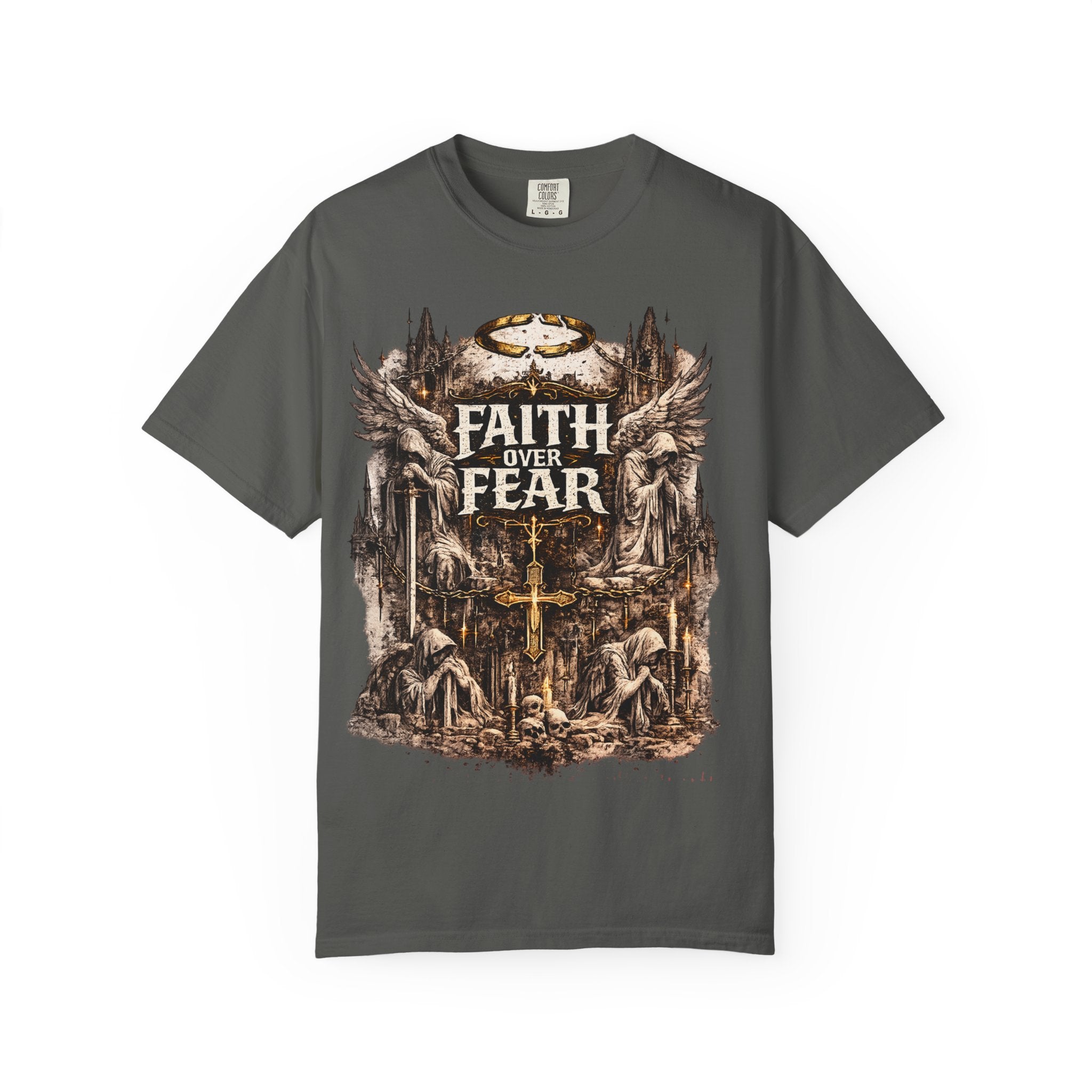 Faith Over Fear Christian Inspirational Cross comfort Graphic Tee