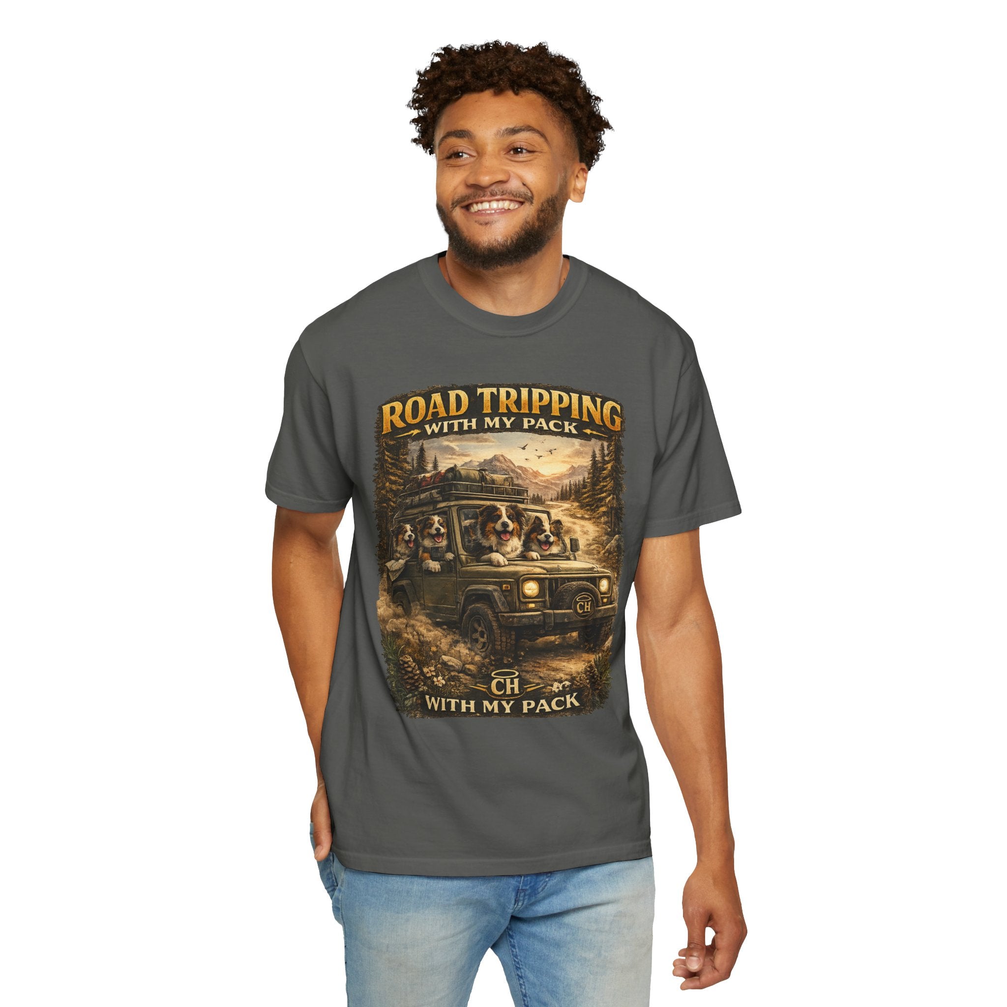 Road Tripping with My Pack T-Shirt| Funny Dog Road Trip -Shirt| Adventure Dog Lover Tee| Camping & Travel Gift Hor Pet Owners