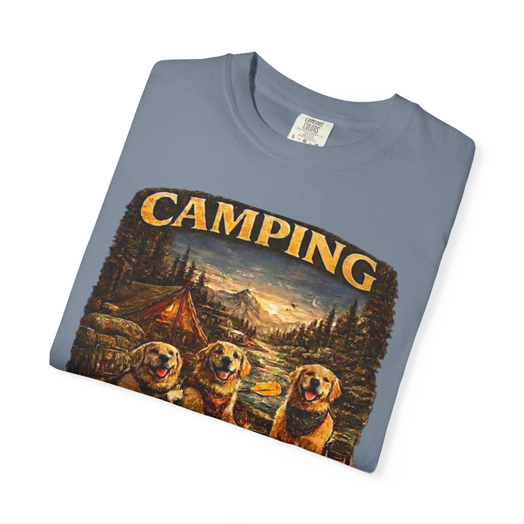 Camping With My Pack T-Shirt| Golden Retriever Camping Dog shirt | Campfires paw prints & Good memories Tee| Dog Lover outdoor