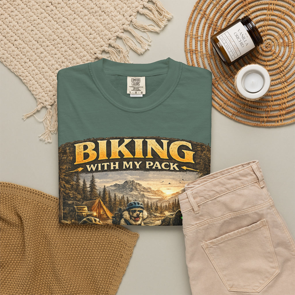 Biking With My Pack T-Shirt | Funny Dog Biking shirt| Adventure Dog Biking shirt| Adventure Dog Lover Tee| Mountain Bike Dog Dad gift