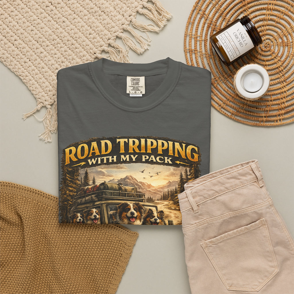 Road Tripping with My Pack T-Shirt| Funny Dog Road Trip -Shirt| Adventure Dog Lover Tee| Camping & Travel Gift Hor Pet Owners