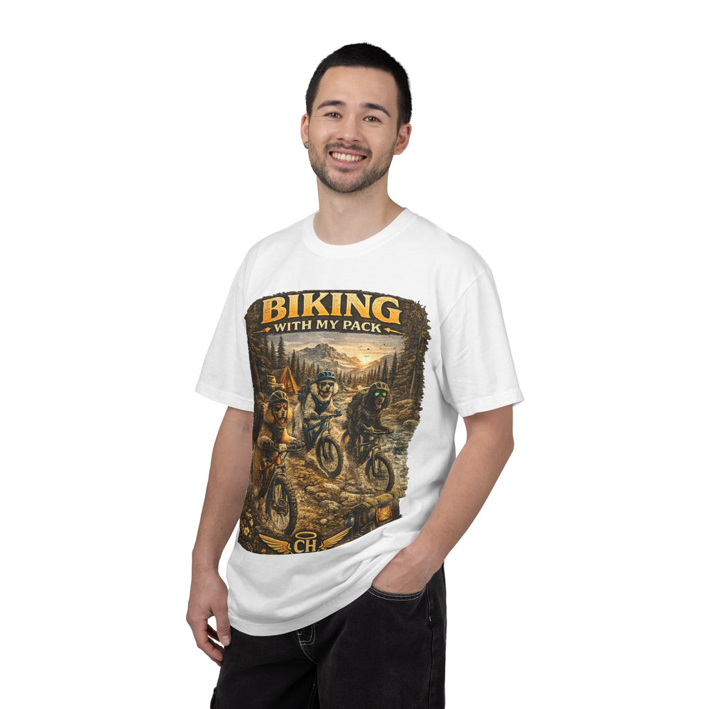Biking With My Pack T-Shirt | Funny Dog Biking shirt| Adventure Dog Biking shirt| Adventure Dog Lover Tee| Mountain Bike Dog Dad gift