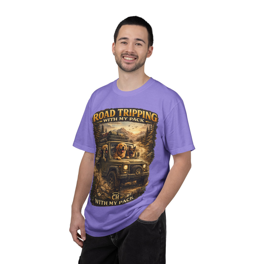 Road Tripping with My Pack T-Shirt| Funny Dog Road Trip -Shirt| Adventure Dog Lover Tee| Camping & Travel Gift Hor Pet Owners