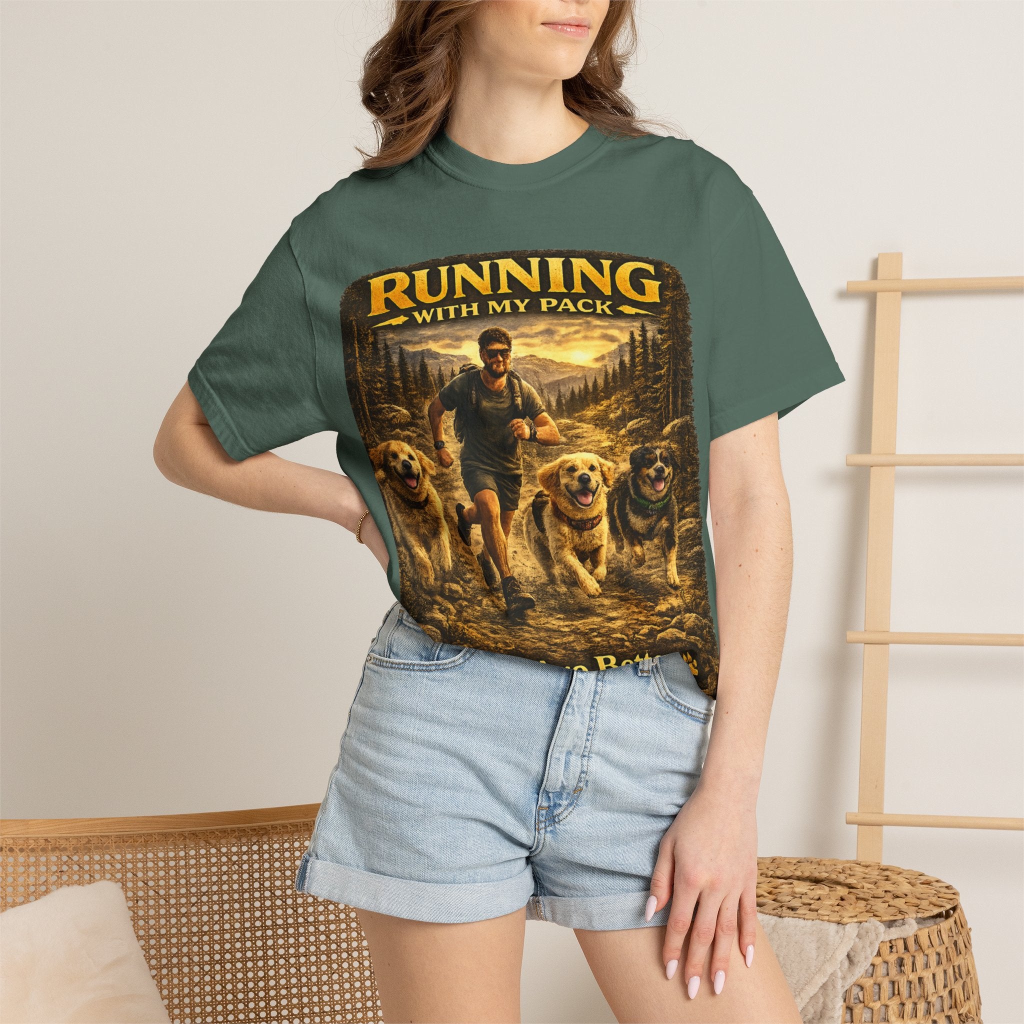 COLD HALO | Running with My Pack Dog Lover T-Shirt| Golden Retriever Trail running Tee| outdoor adventure | funny pet gift