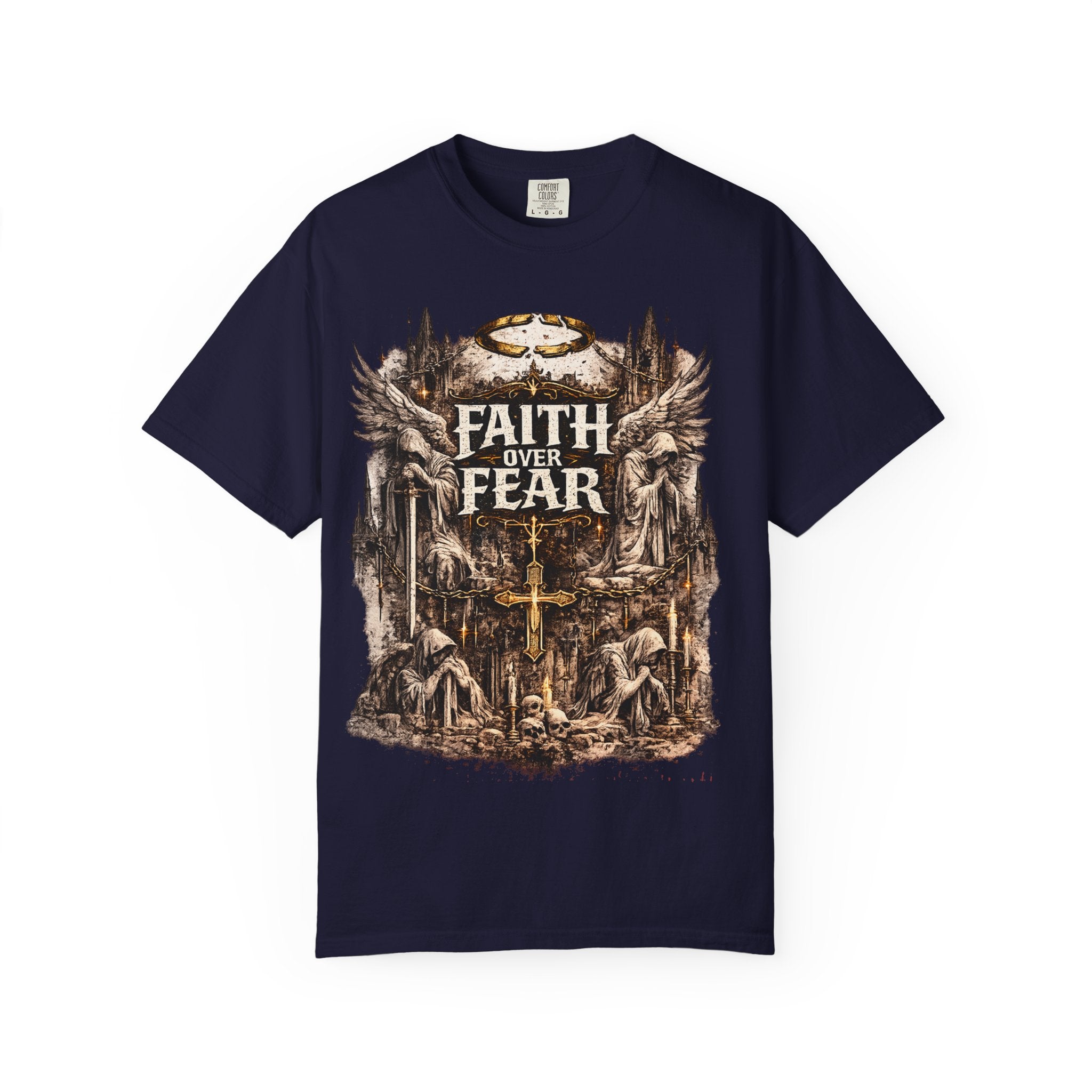 Faith Over Fear Christian Inspirational Cross comfort Graphic Tee