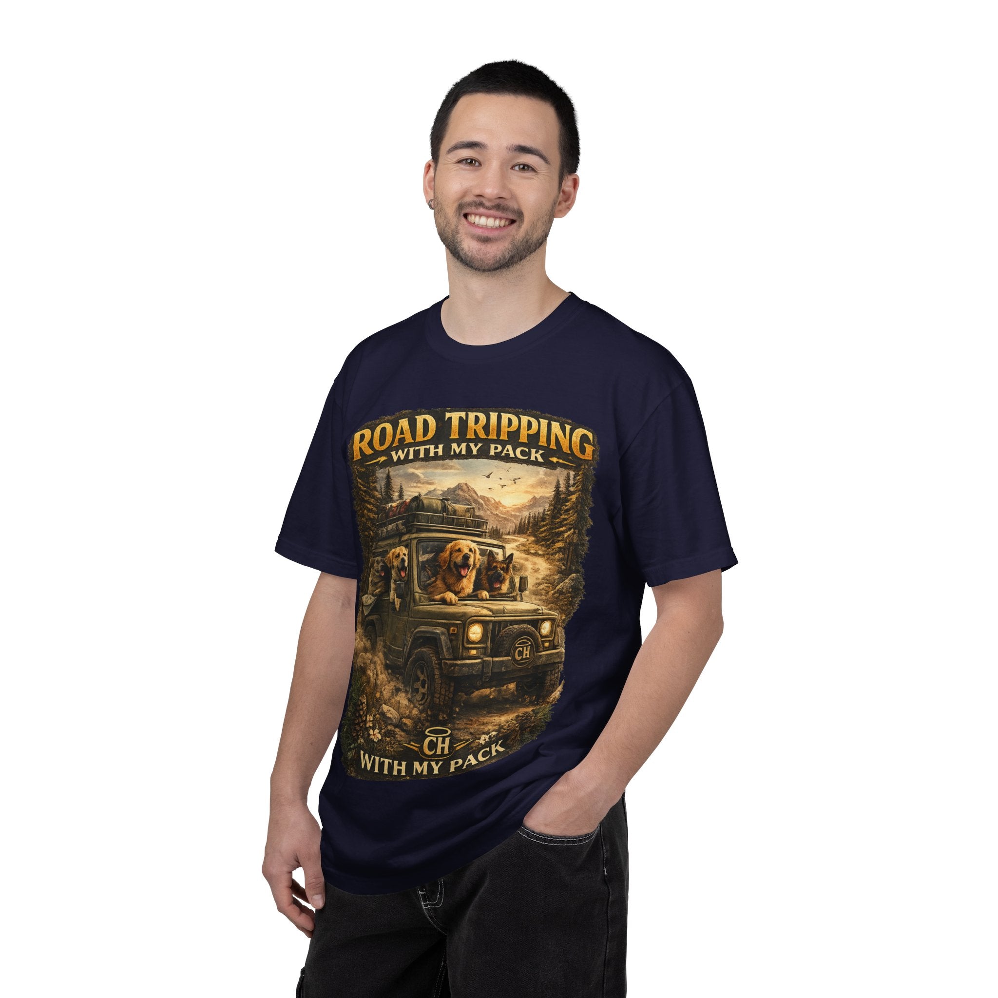 Road Tripping with My Pack T-Shirt| Funny Dog Road Trip -Shirt| Adventure Dog Lover Tee| Camping & Travel Gift Hor Pet Owners