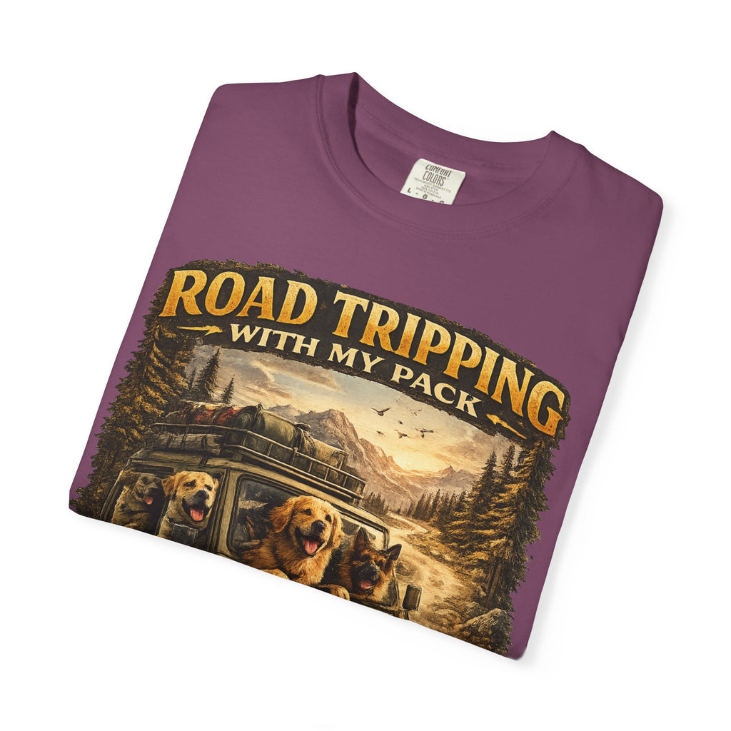 Road Tripping with My Pack T-Shirt| Funny Dog Road Trip -Shirt| Adventure Dog Lover Tee| Camping & Travel Gift Hor Pet Owners