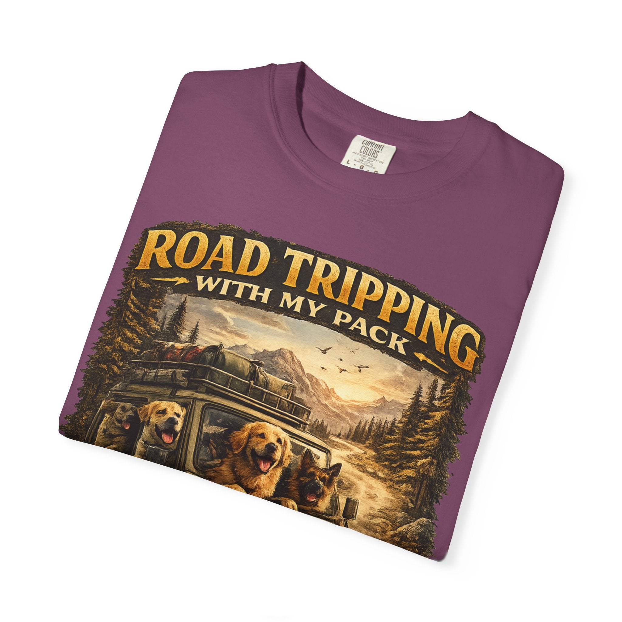 Road Tripping with My Pack T-Shirt| Funny Dog Road Trip -Shirt| Adventure Dog Lover Tee| Camping & Travel Gift Hor Pet Owners