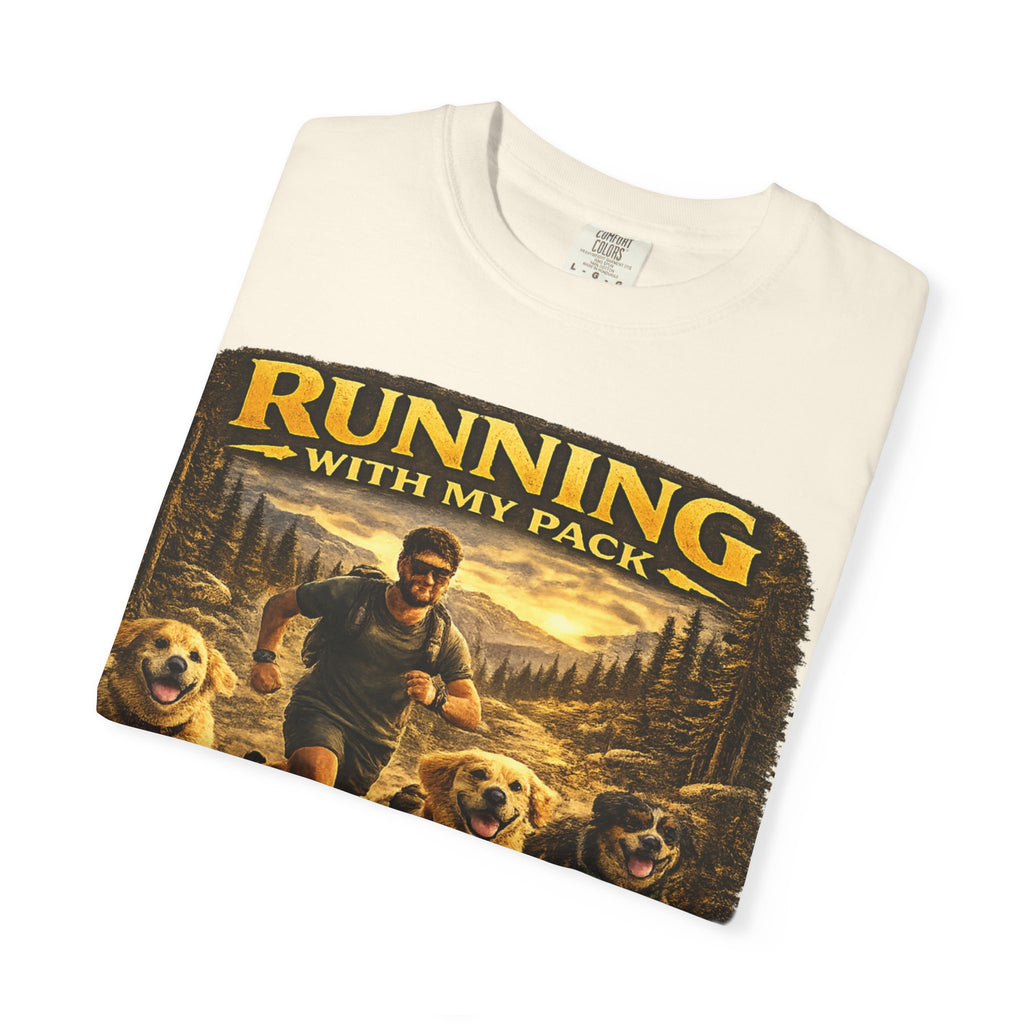 COLD HALO | Running with My Pack Dog Lover T-Shirt| Golden Retriever Trail running Tee| outdoor adventure | funny pet gift