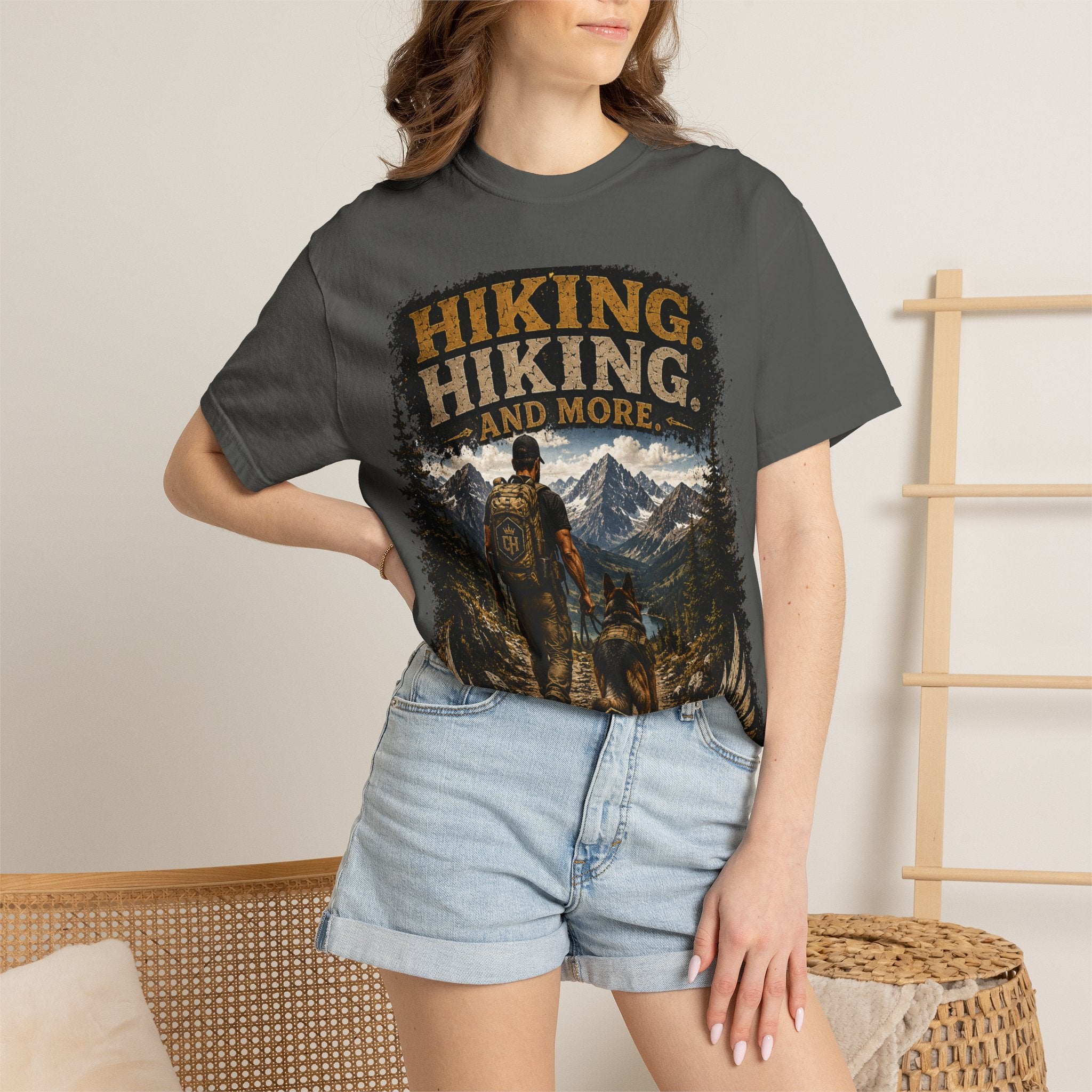 COLD HALO | Hiking With My Dog T-shirt| Adventure Dog Lover Tee| Mountain Hiking Graphic shirt|  Outdoor  Dog Dad Gifte