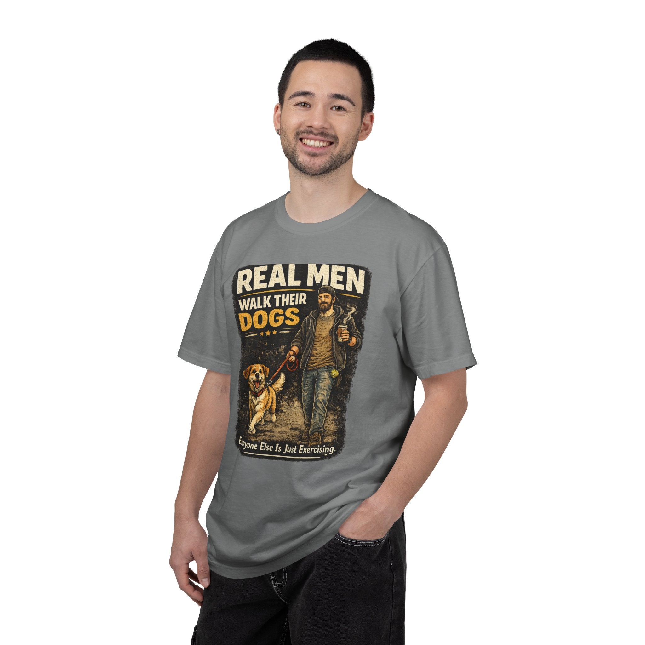 COLD HALO PETS |Real Men Walk Their Dogs Funny Dog Lover Graphic Tee