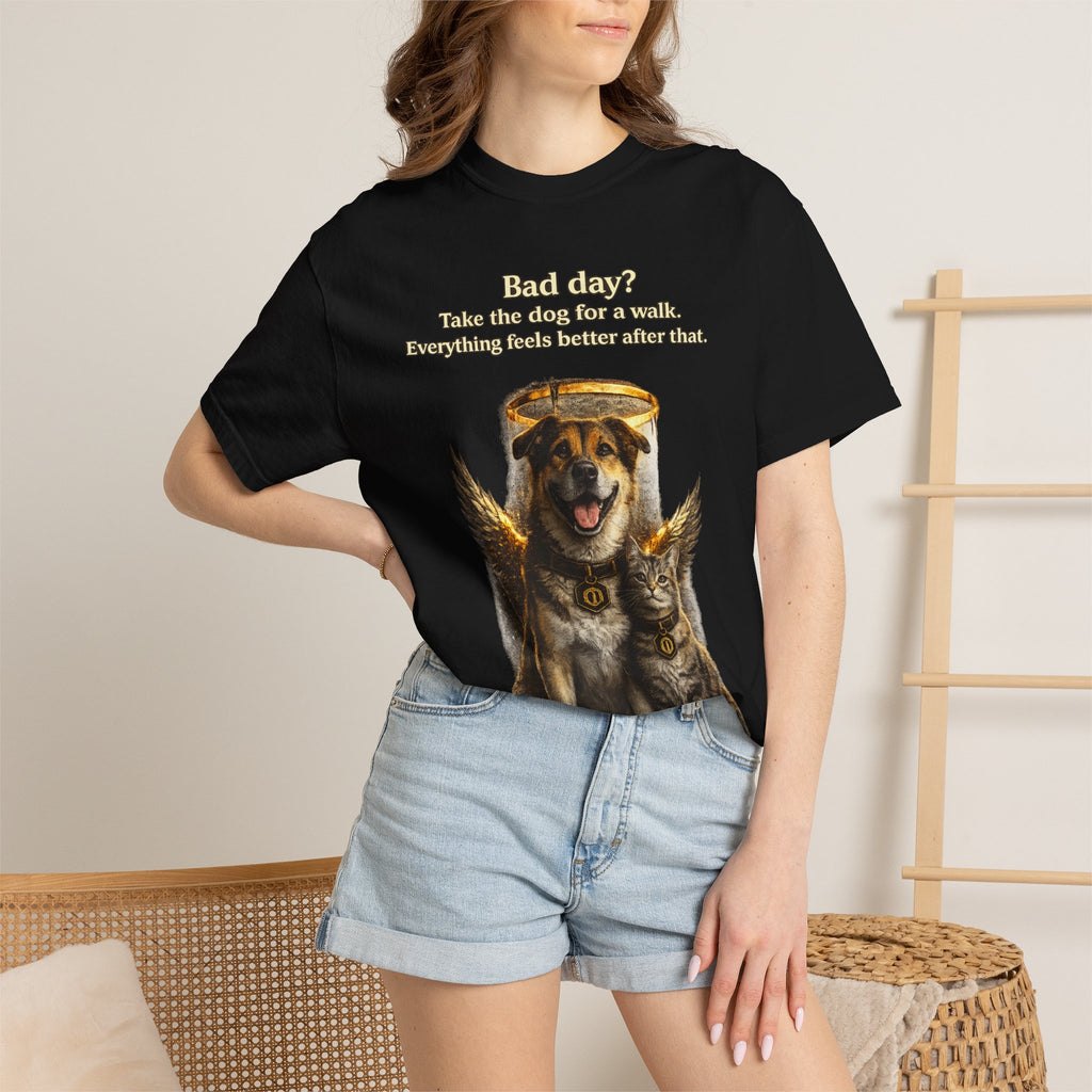 Bad day? Take The dog for a walk Cold Halo T-shirt / Dog lover Graphic -T- shirt