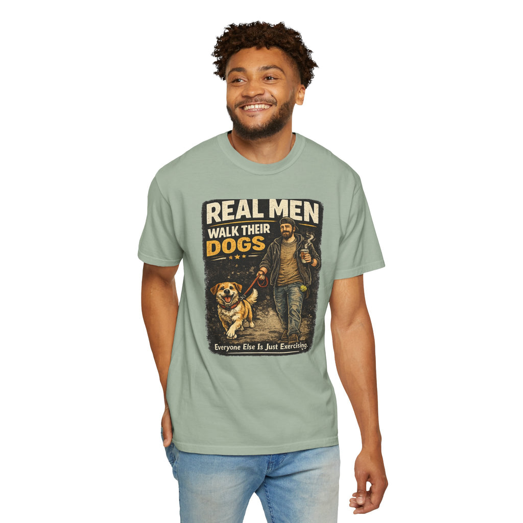 COLD HALO PETS |Real Men Walk Their Dogs Funny Dog Lover Graphic Tee