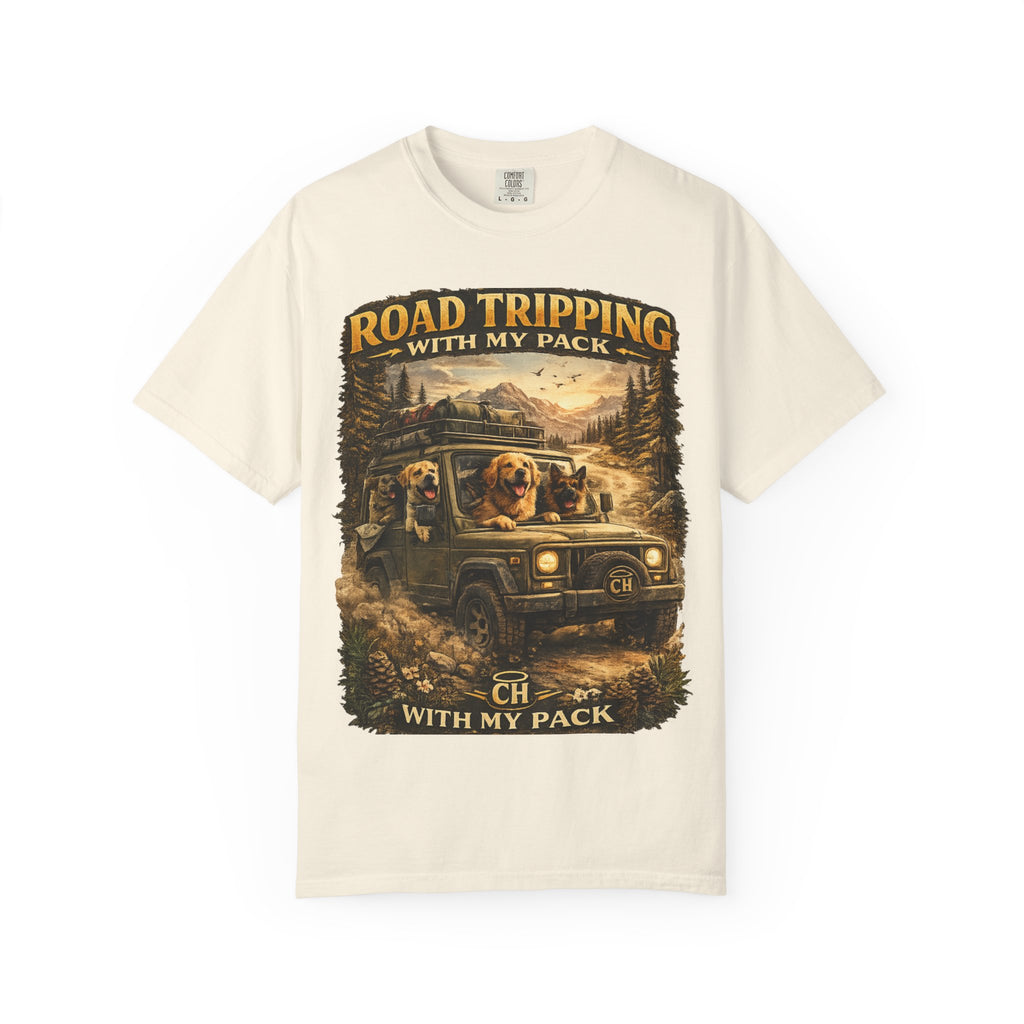 Road Tripping with My Pack T-Shirt| Funny Dog Road Trip -Shirt| Adventure Dog Lover Tee| Camping & Travel Gift Hor Pet Owners