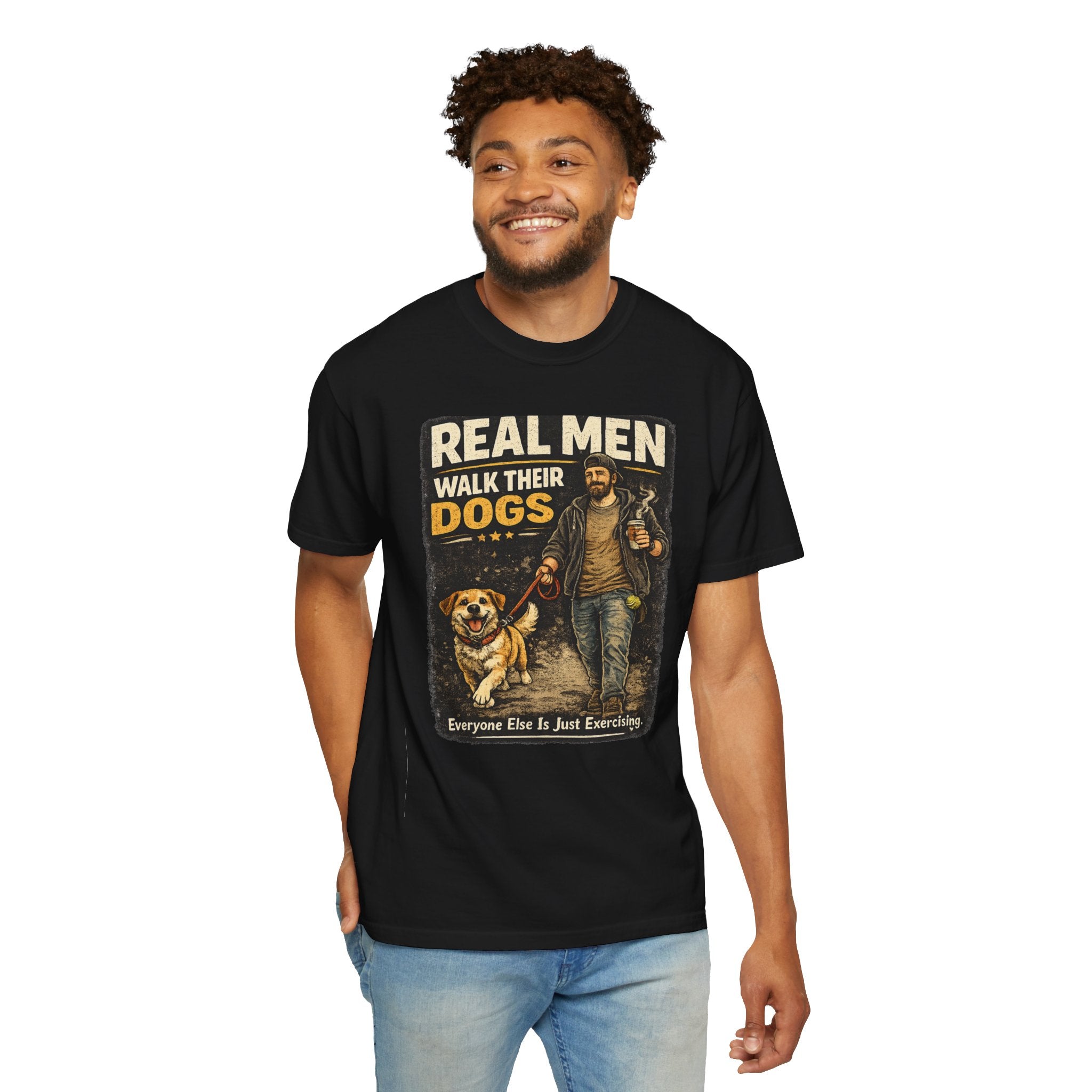 COLD HALO PETS |Real Men Walk Their Dogs Funny Dog Lover Graphic Tee