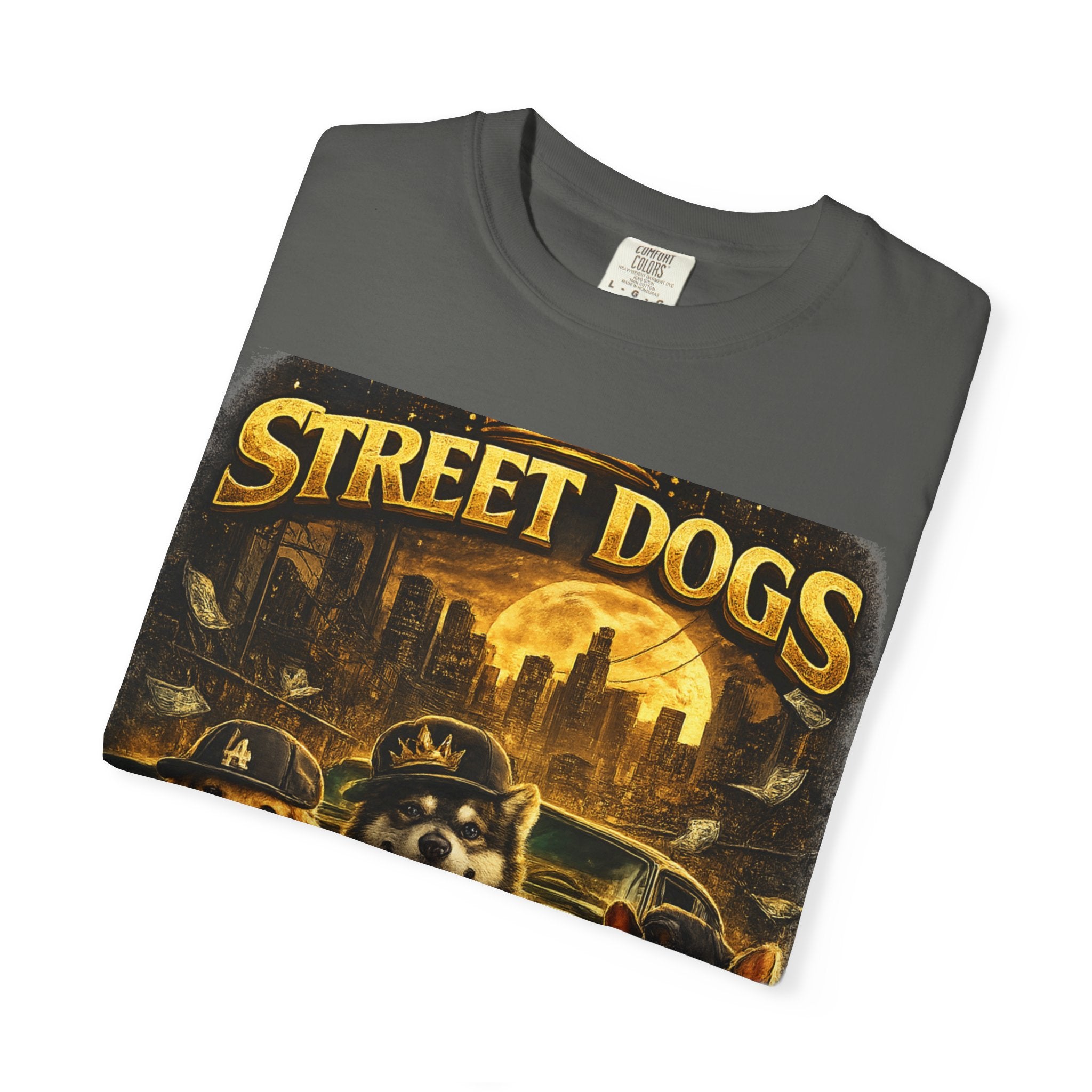 COLD HALO | Street Dogs funny Dog Graphic T-Shirt — Urban Dog  Hip Hop dog Graphic Tee| puppy streetwear shirt| Dog Lover gift.