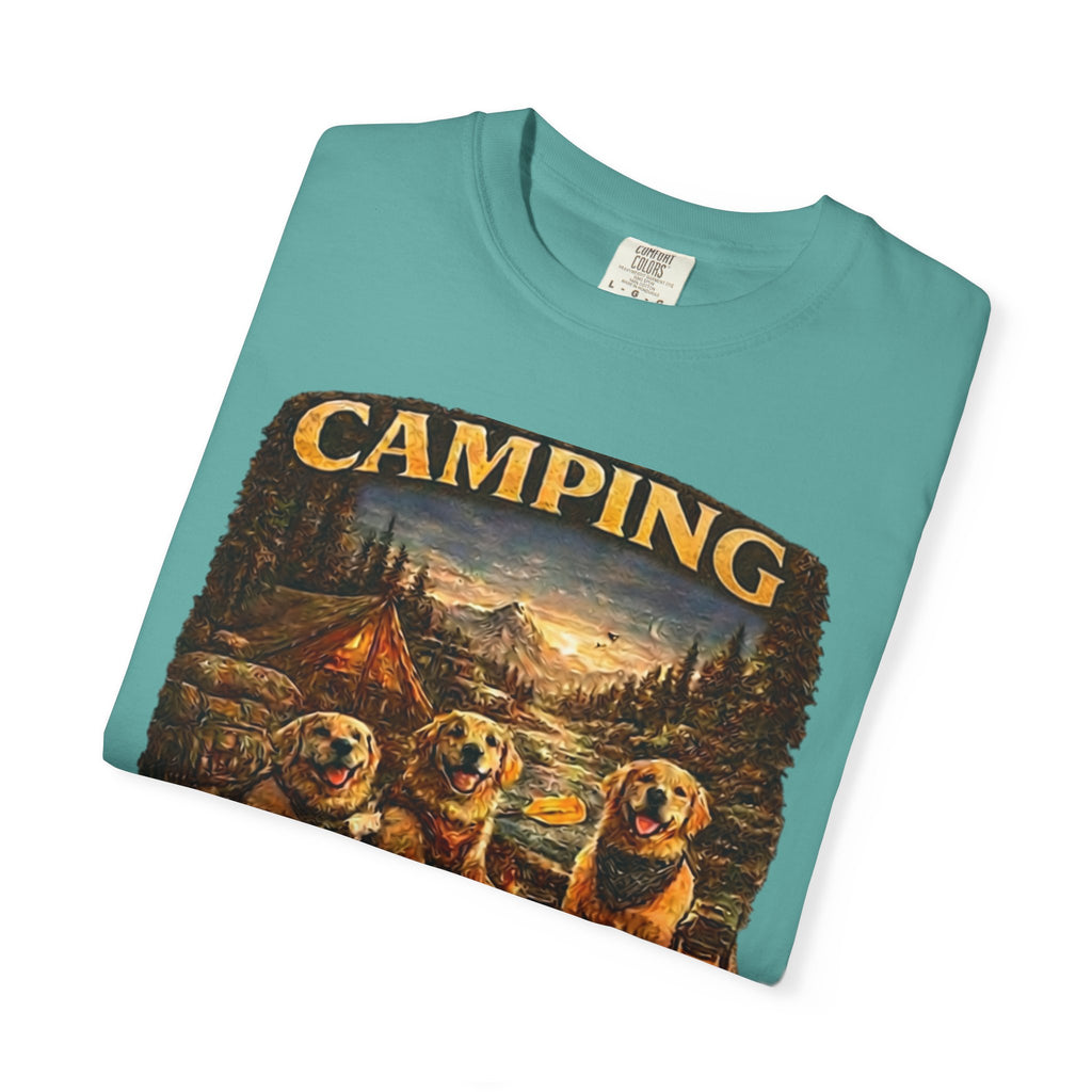 Camping With My Pack T-Shirt| Golden Retriever Camping Dog shirt | Campfires paw prints & Good memories Tee| Dog Lover outdoor