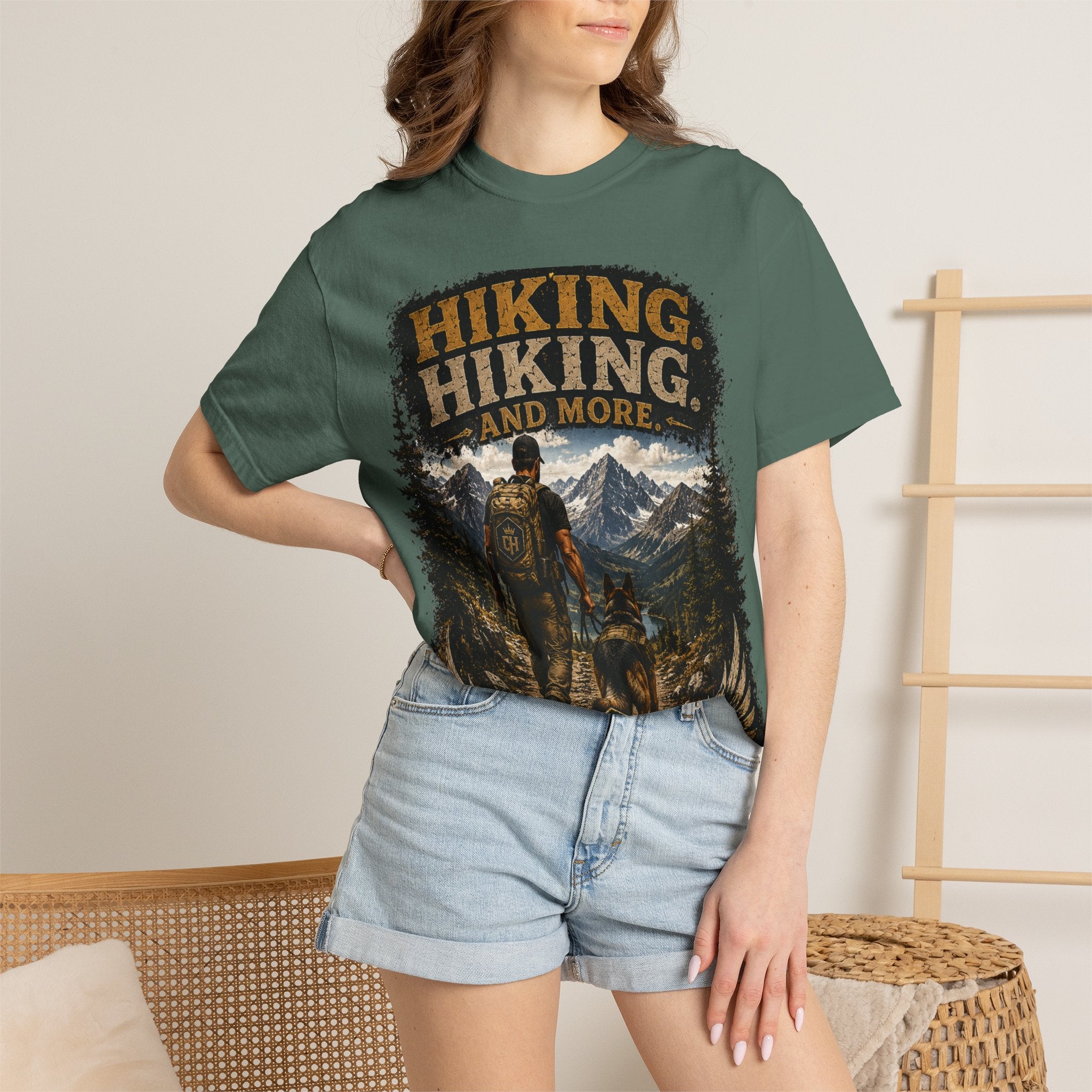 COLD HALO | Hiking With My Dog T-shirt| Adventure Dog Lover Tee| Mountain Hiking Graphic shirt|  Outdoor  Dog Dad Gifte