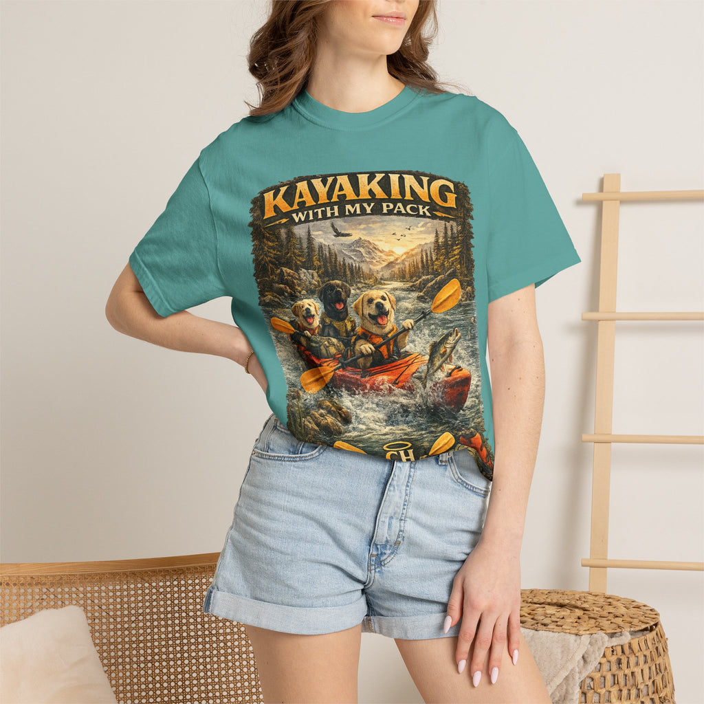 COLD HALO PETS |Kayaking T-Shirt Labrador Retriever Adventure Graphic Tee .