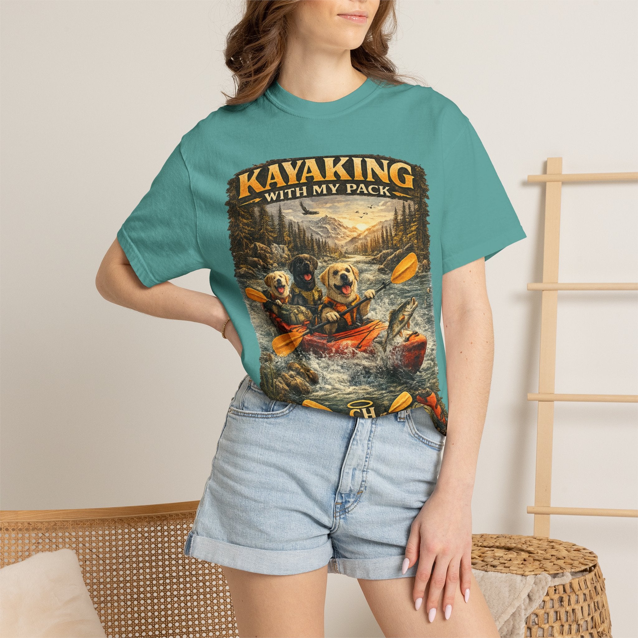 COLD HALO PETS |Kayaking T-Shirt Labrador Retriever Adventure Graphic Tee .