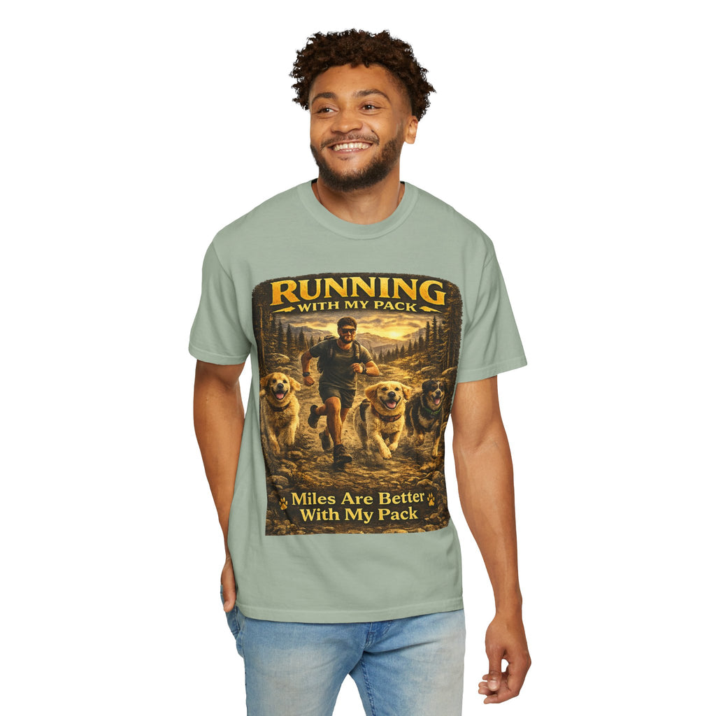 COLD HALO | Running with My Pack Dog Lover T-Shirt| Golden Retriever Trail running Tee| outdoor adventure | funny pet gift