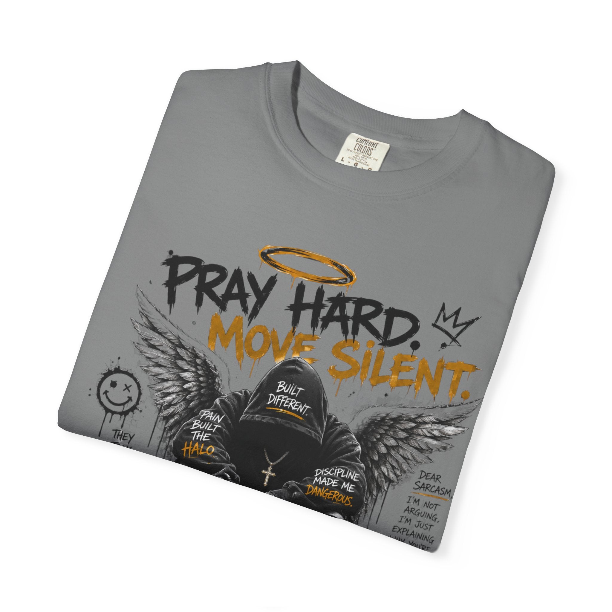 Pray Hard Move Silent T-Shirt — Graphic Faith Streetwear Tee