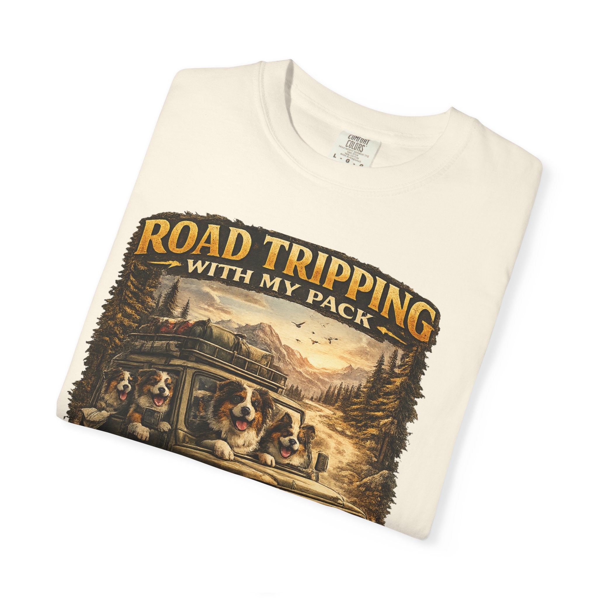 Road Tripping with My Pack T-Shirt| Funny Dog Road Trip -Shirt| Adventure Dog Lover Tee| Camping & Travel Gift Hor Pet Owners