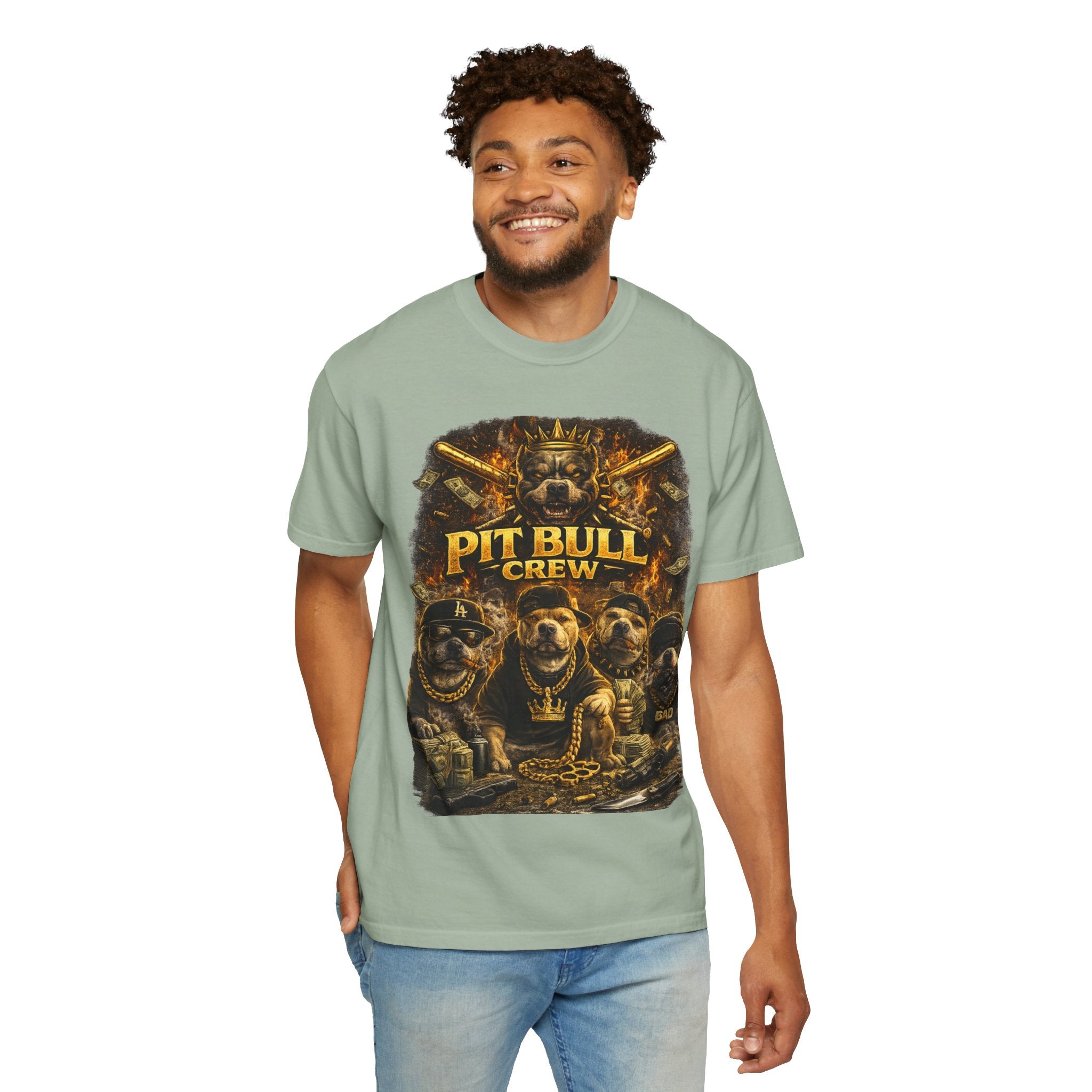 COLD HALO | Pit Bull Crew Graphic T-Shirt| Urban  streetwear  dog shirt|  — Bold Streetwear Tee for Dog Lovers| Pitbull Lover Gift for men and women