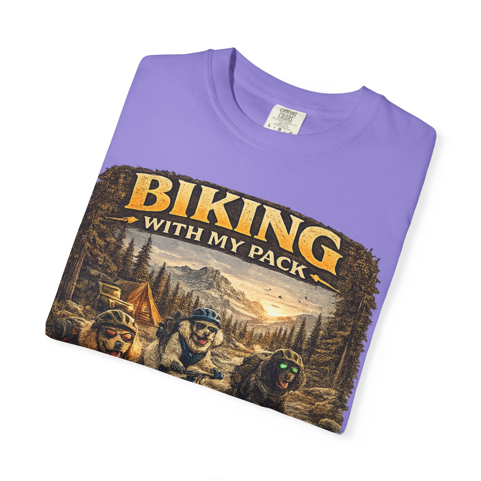 Biking With My Pack T-Shirt | Funny Dog Biking shirt| Adventure Dog Biking shirt| Adventure Dog Lover Tee| Mountain Bike Dog Dad gift
