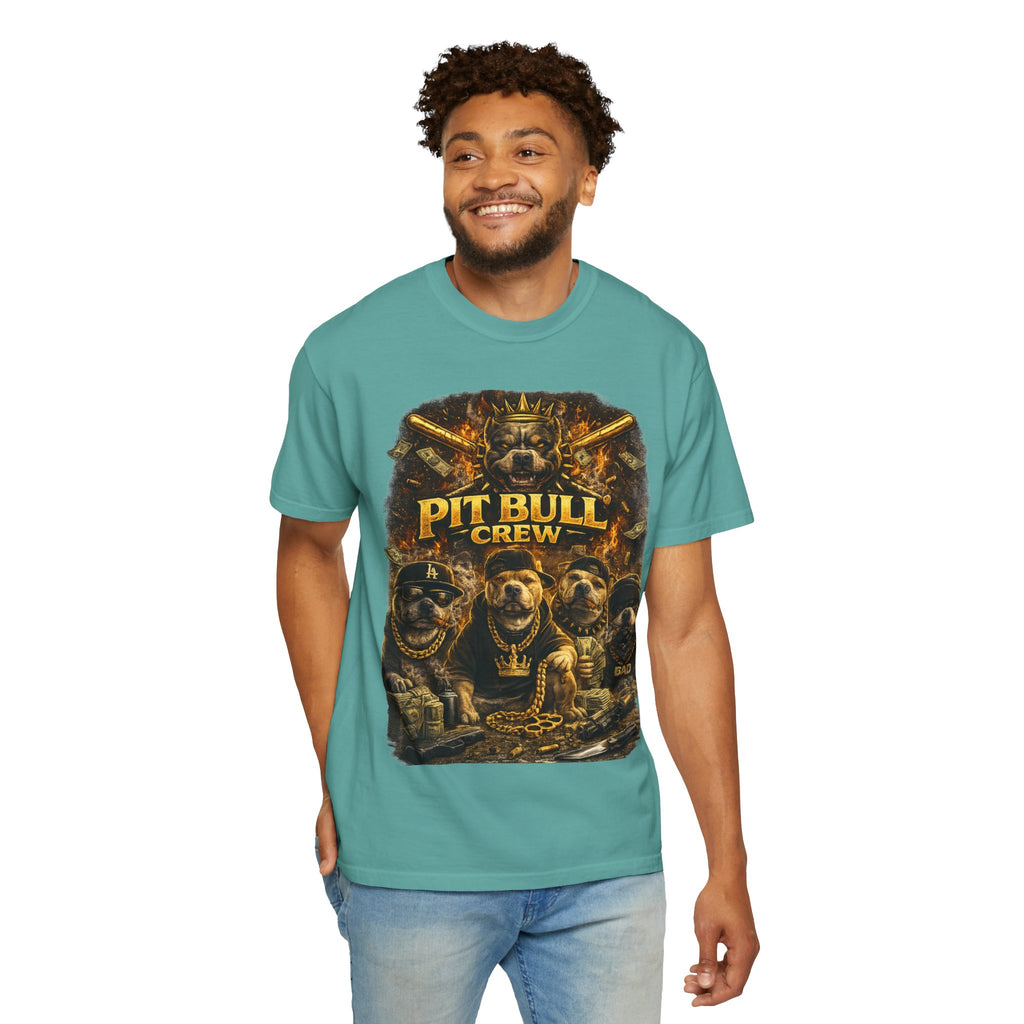 COLD HALO | Pit Bull Crew Graphic T-Shirt| Urban  streetwear  dog shirt|  — Bold Streetwear Tee for Dog Lovers| Pitbull Lover Gift for men and women
